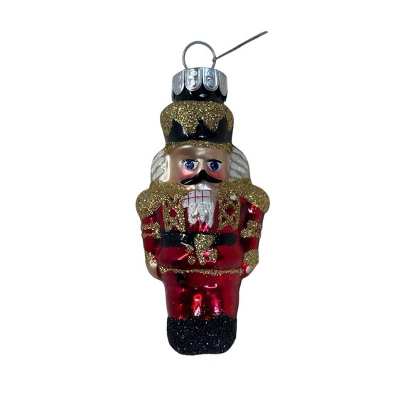 Christopher Radko Nutcracker Glass Christmas Ornament 3" Glitter Accents - Picture 1 of 3